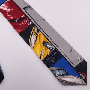 Ford Mustang Tie‎ Officially Licensed Silk Necktie Men's Blue Red Cars